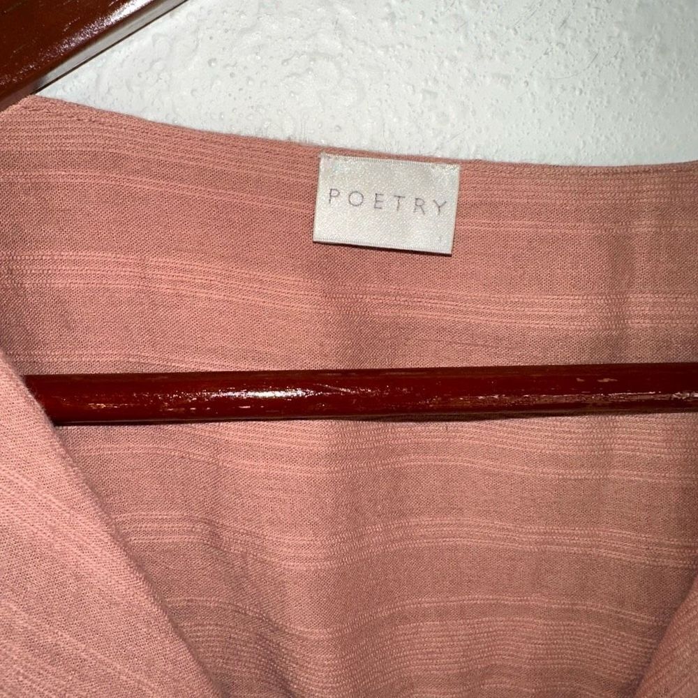 Poetry Women 14 Blush Pink Ruffle Trim Button Down Feminine Lagenlook Blouse NWT - Picture 3 of 8